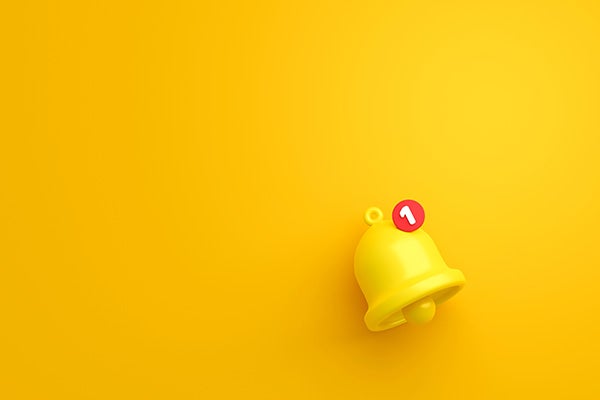 Notification message bell icon alert and alarm